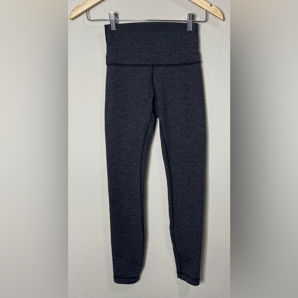 Lululemon Wunder Under 25" Variegated Knit Brushed Luon Black Heathered Gray - Picture 6 of 7